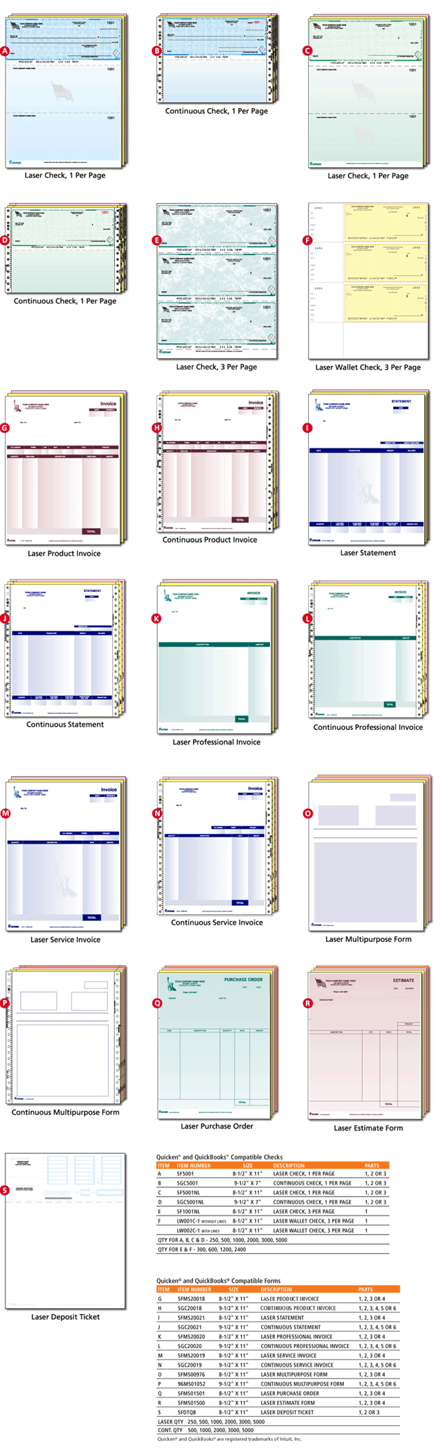 Quicken® / Quickbooks® Compatible Checks 