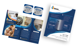 Print marketing materials including a flyer and tri-fold.